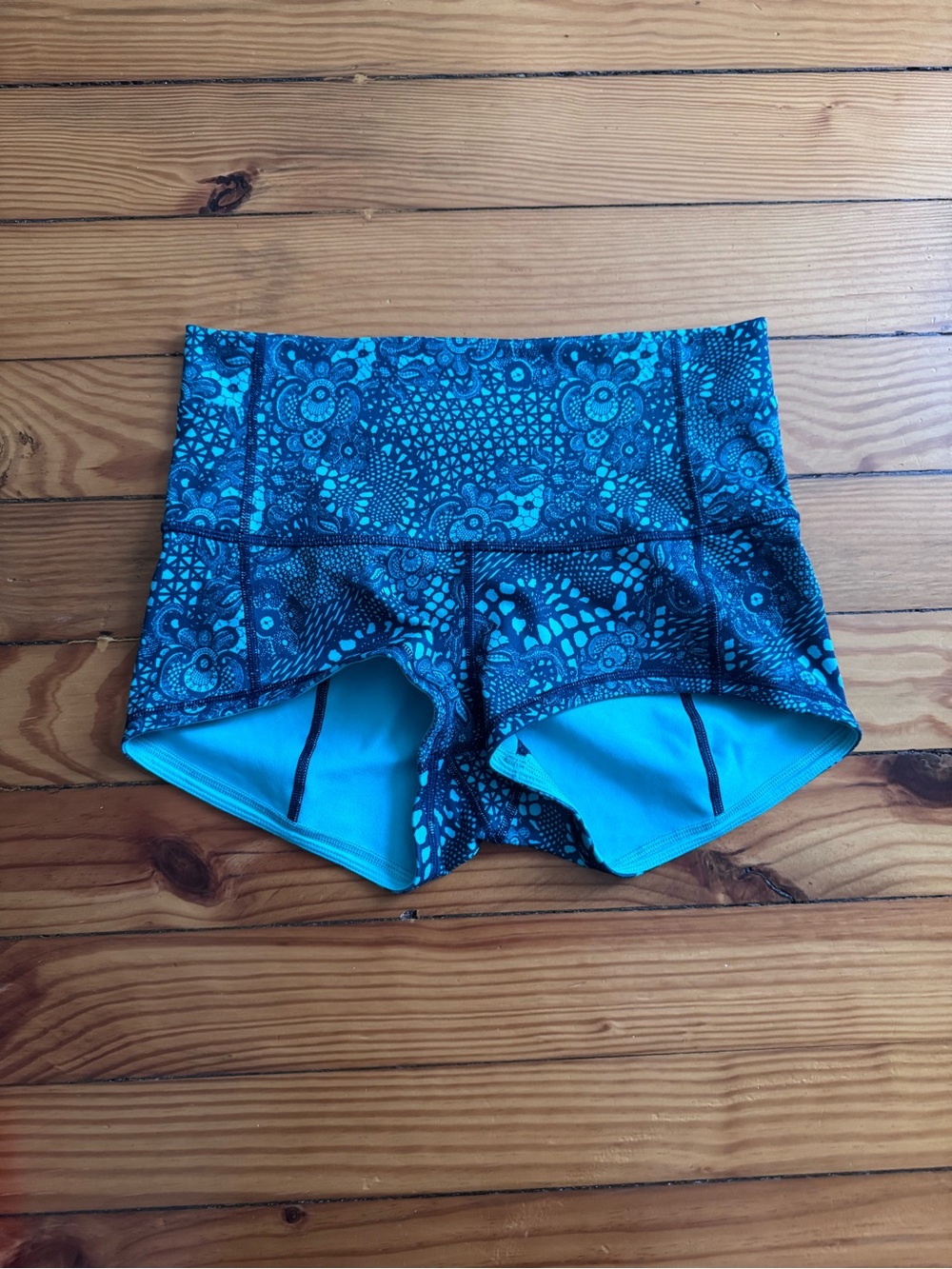 lululemon athletica Teal Floral-Patterned Athletic Shorts
